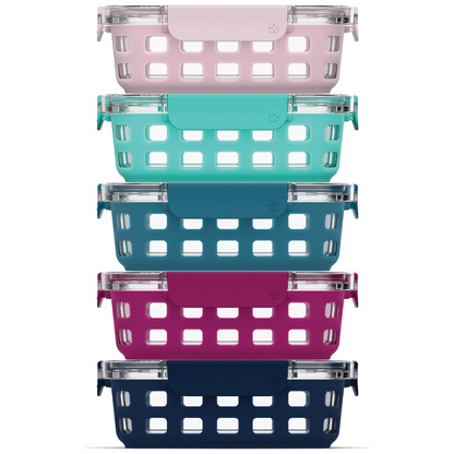 180 ml Glass Meal Prep Set – 5-Pack with Airtight Lid-Evening orchard-Nora Luxe