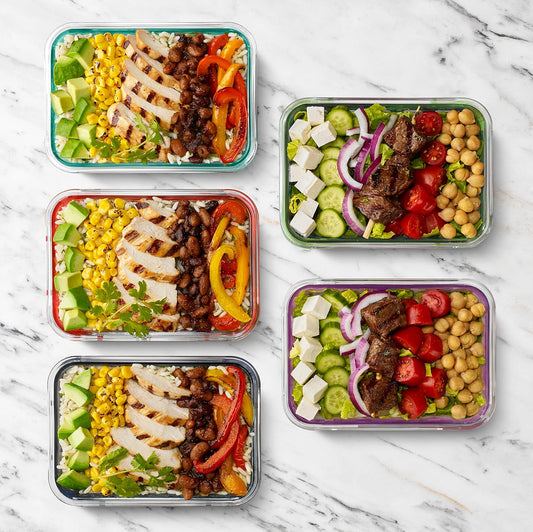 Compact 6oz Glass Food Containers - 5 Piece Set - Pexav