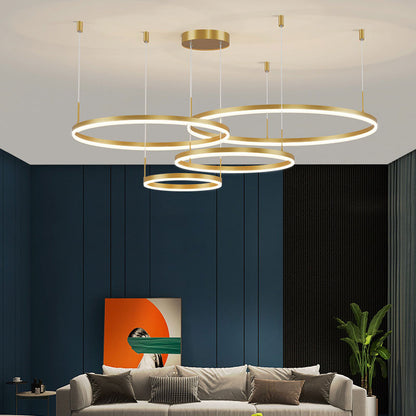 Stylish Pendant Light Circle Metal Black Gold Brown