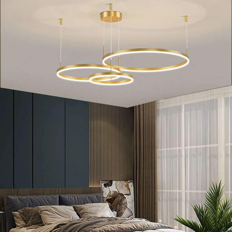 Stylish Pendant Light Circle Metal Black Gold Brown