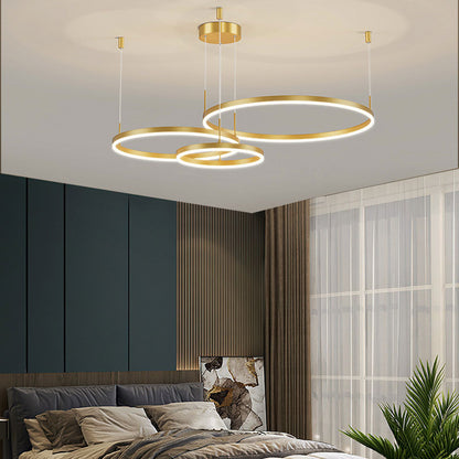 Stylish Pendant Light Circle Metal Black Gold Brown
