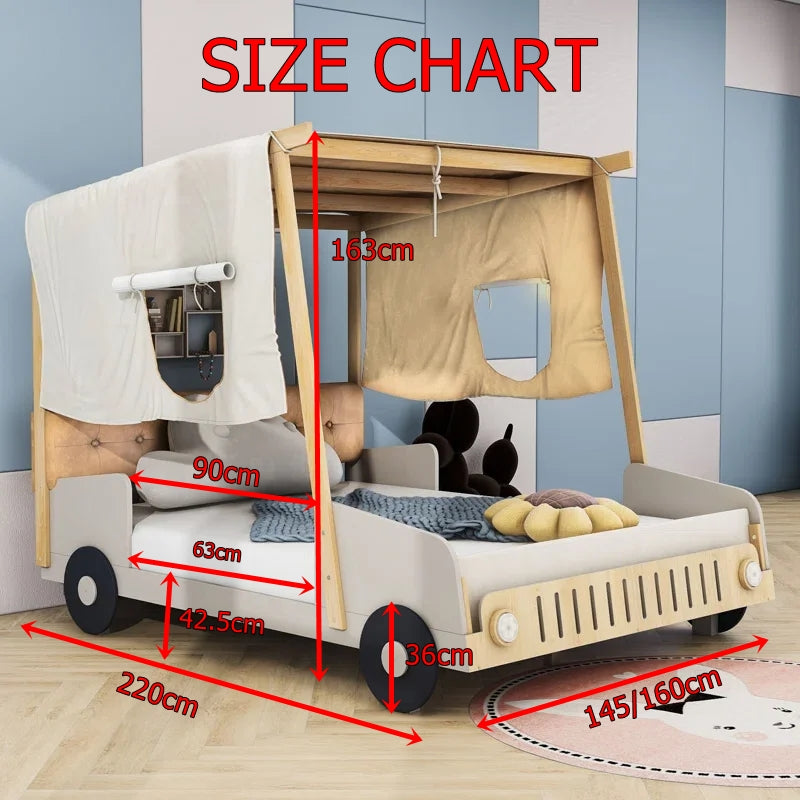 Fun Wooden Car Shaped Kids Bed