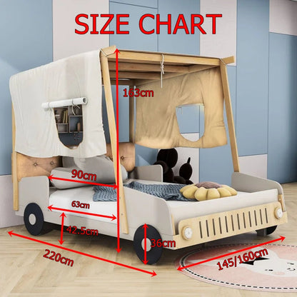 Fun Wooden Car Shaped Kids Bed