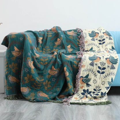 Soft Plush Reversible Bird Blanket for All Seasons