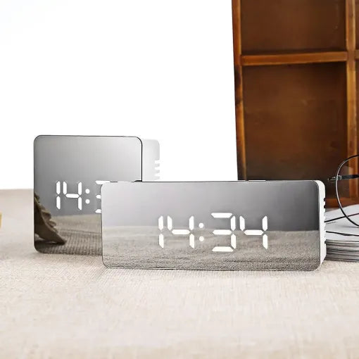 LED Smart Clock Mirror Night Light Table Lamp - Pexav