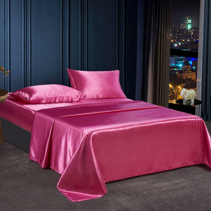 Soft Breathable Satin Bed Sheet Set