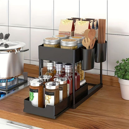 Space Saving 2 Level Slide Out Shelf Storage Rack