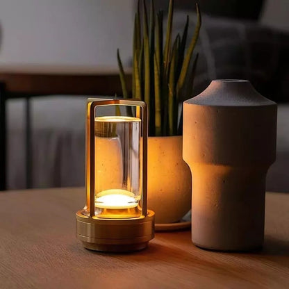 Battery Powered Glass Table Lamp – Compact Mood Lighting - Pexav