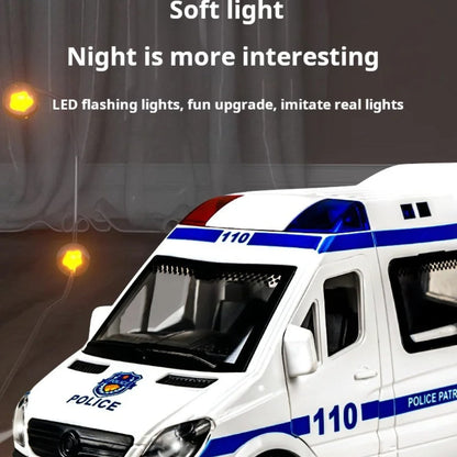 1:32 Mini Ambulance Police Car, Sound & Light Vehicle for Imaginative Kids, Safe for Ages 3+