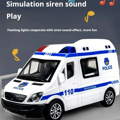 1:32 Mini Ambulance Police Car, Sound & Light Vehicle for Imaginative Kids, Safe for Ages 3+