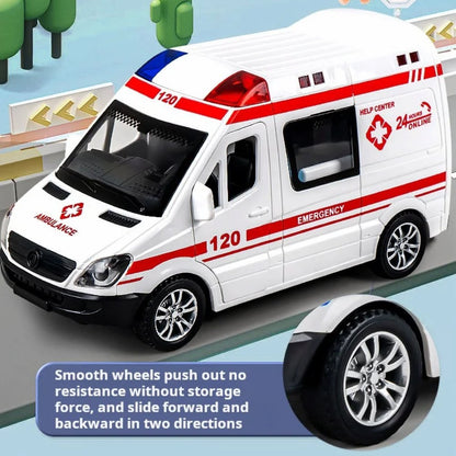 1:32 Mini Ambulance Police Car, Sound & Light Vehicle for Imaginative Kids, Safe for Ages 3+