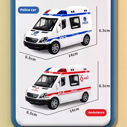 1:32 Mini Ambulance Police Car, Sound & Light Vehicle for Imaginative Kids, Safe for Ages 3+