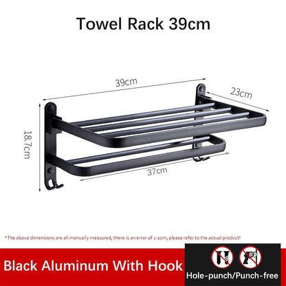 Space Saving Bathroom Foldable Towel Holder