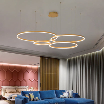 Stylish Pendant Light Circle Metal Black Gold Brown