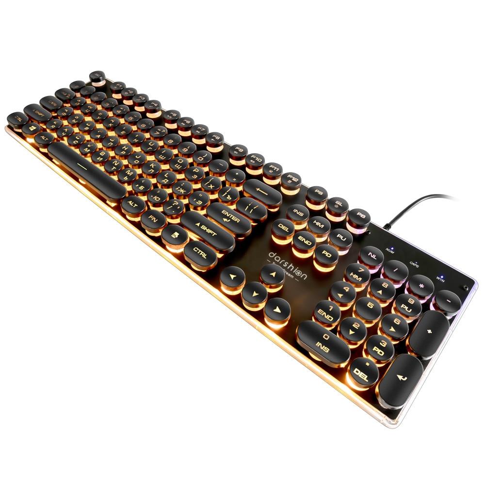 Vintage Gaming Keyboard Round Backlit Keycaps