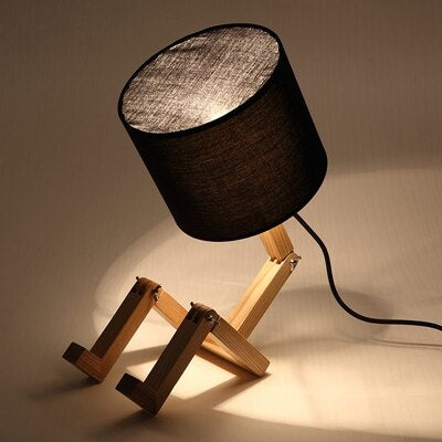 Rustic Wooden Desk Table Lamp