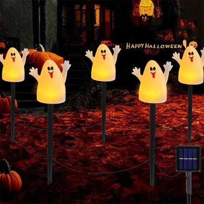 Spooky Solar Pumpkin and Ghost Yard Decor Set