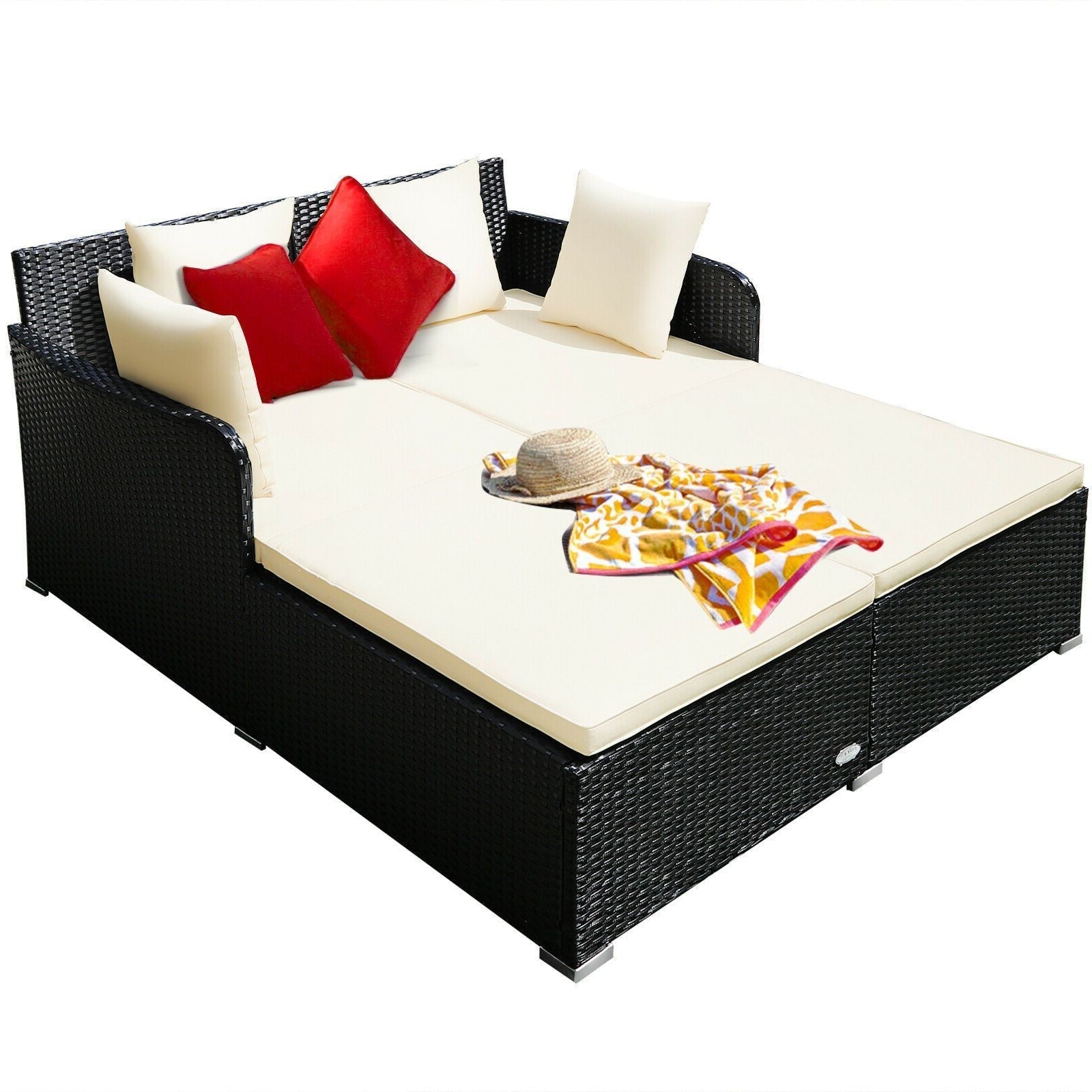 Comfortable Wicker Garden Daybed with Soft Cushions - Pexav