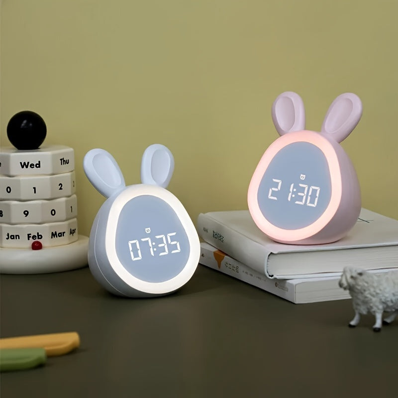 Cute Bunny Nightlight Clock with USB Charger