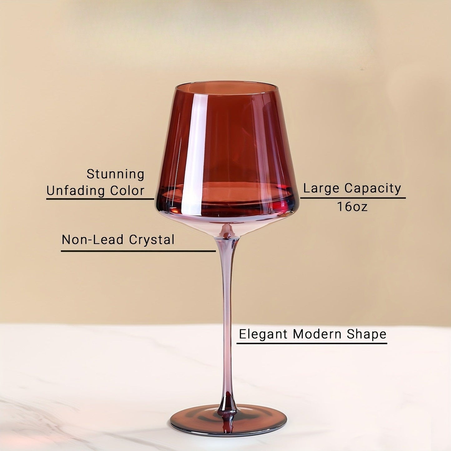 Colorful Crystal Wine Glass Set of 6