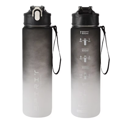 1L Large Capacity Leakproof Sports Water Bottle-Black White-Nora Luxe