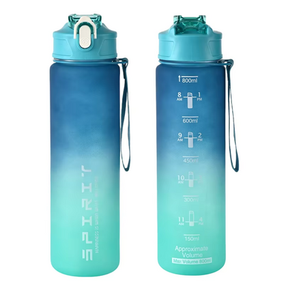 1L Large Capacity Leakproof Sports Water Bottle-Blue Green-Nora Luxe