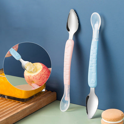 2-in-1 Silicone Baby Spoon - TinyTasties-Blue-Blue-Nora Luxe