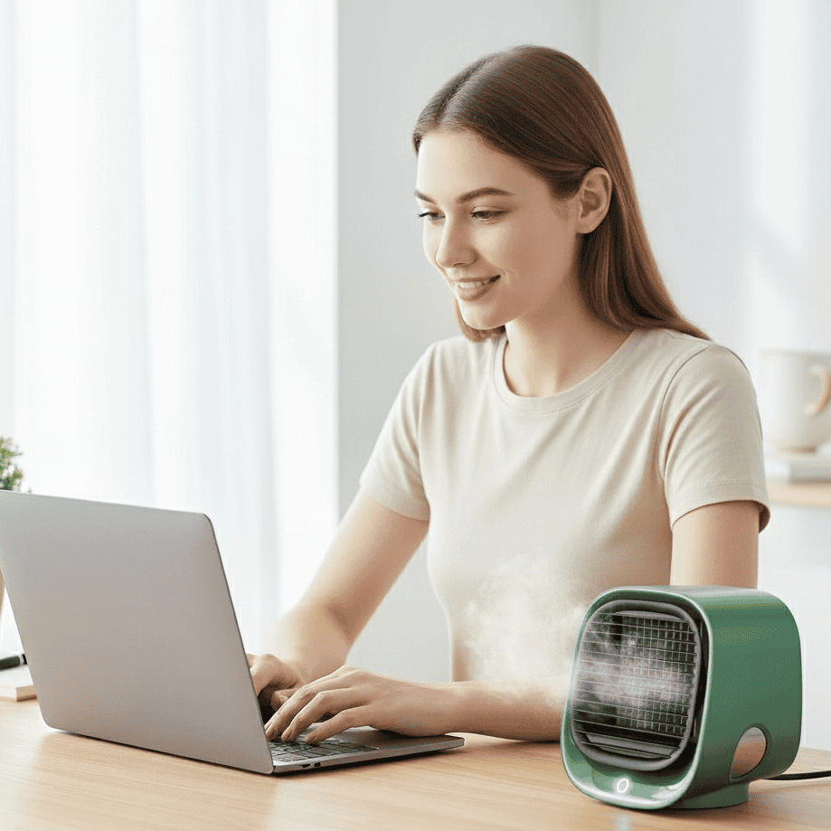 2-in-1 Air Cooler and Humidifier with Portable Design – Energy Efficient Evaporative Cooler and Cooling Fan for Indoor Comfort 1