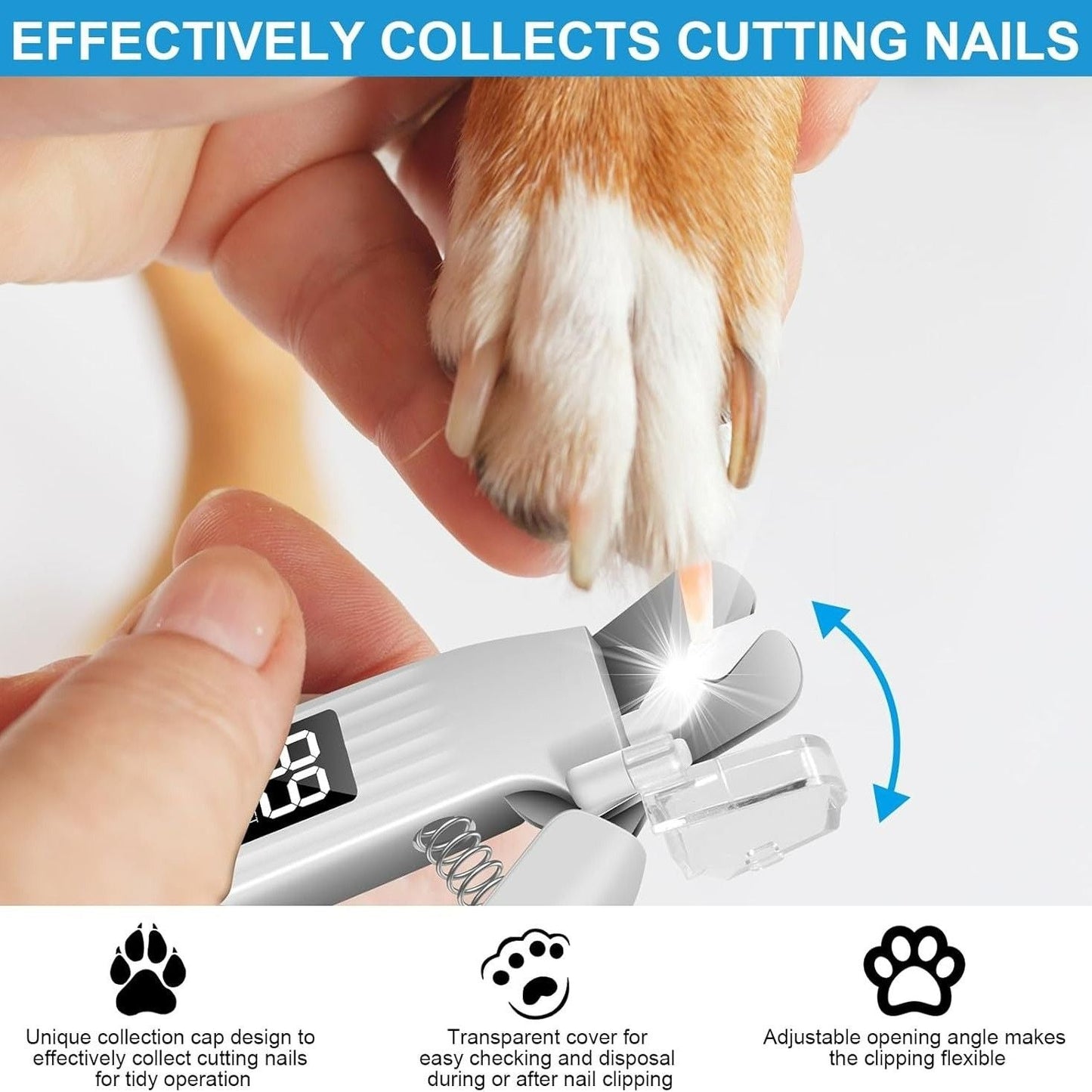 2-in-1 Electric Dog Nail Grinder & Clipper with LED Lights, Low Noise & Low Vibration