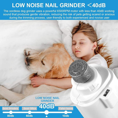2-in-1 Electric Dog Nail Grinder & Clipper with LED Lights, Low Noise & Low Vibration