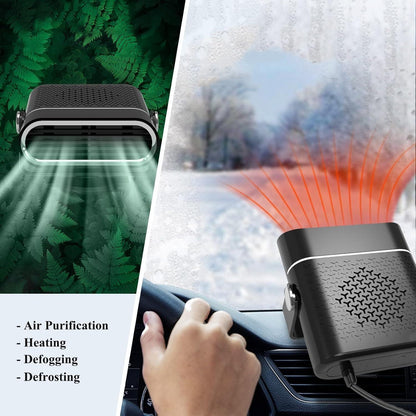 2-in-1 Portable Car Heater With 360° Rotation, Dual Hot & Cool Modes, Fog & Ice Removal