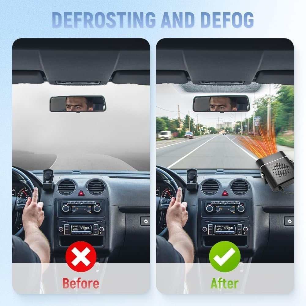 2-in-1 Portable Car Heater With 360° Rotation, Dual Hot & Cool Modes, Fog & Ice Removal