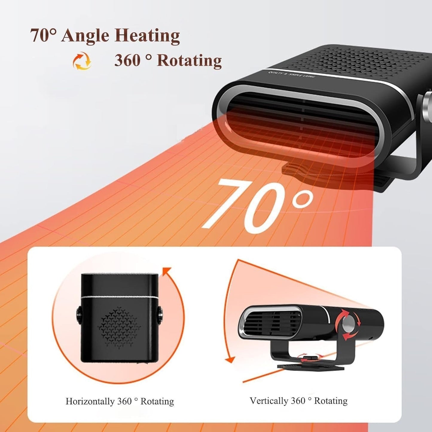 2-in-1 Portable Car Heater With 360° Rotation, Dual Hot & Cool Modes, Fog & Ice Removal