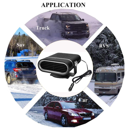 2-in-1 Portable Car Heater With 360° Rotation, Dual Hot & Cool Modes, Fog & Ice Removal