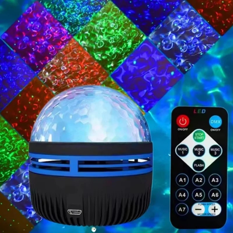 2-in-1 Starry Night Light Projector with Northern Lights and Ocean Waves, 7 Color Modes, and Remote Control