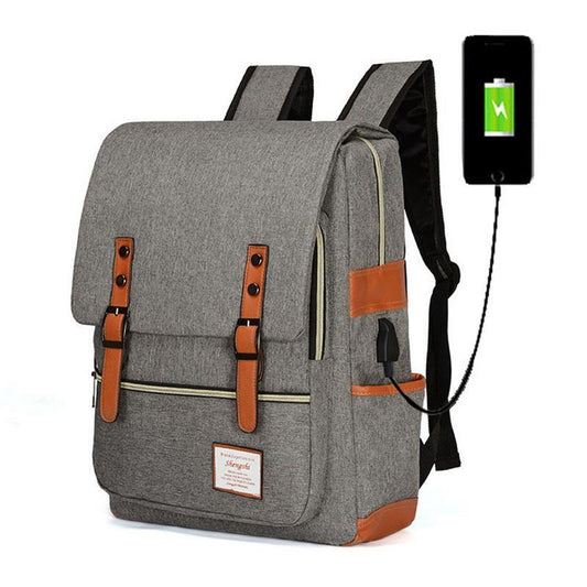 Classic Student Laptop Backpack with USB Charger Port - Pexav