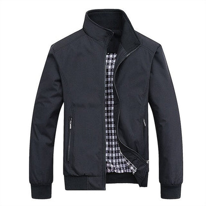 Thin Mens Leather Bomber Jacket - Pexav