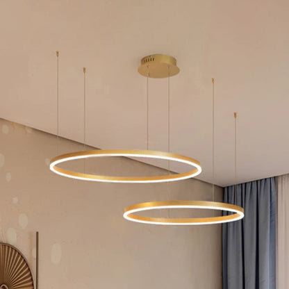 Stylish Pendant Light Circle Metal Black Gold Brown
