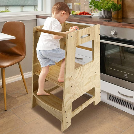 Kid's Kitchen Step Stool Helper Tower Ladder - Pexav