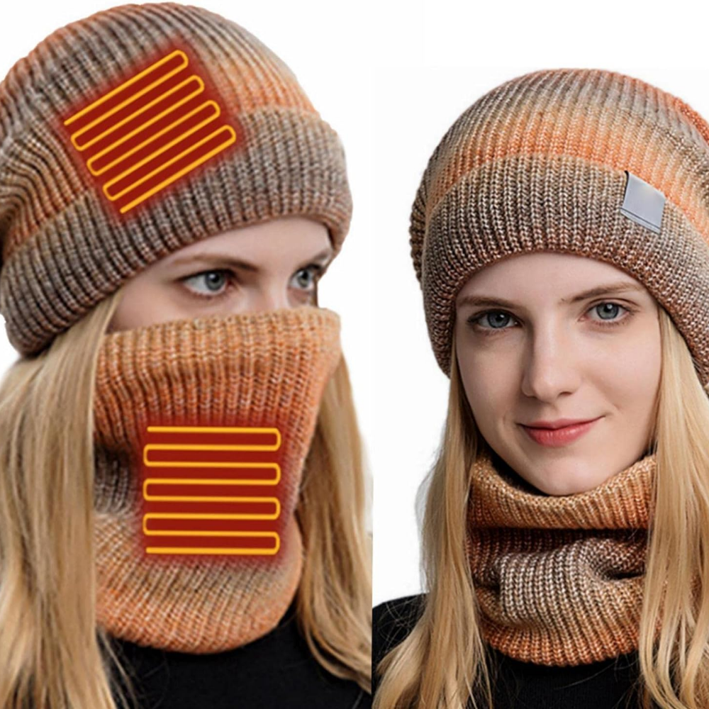 Warm Fleece USB Heated Hat and Scarf Set