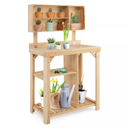 Space Saving Garden Work Table with Built-in Storage