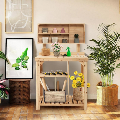Space Saving Garden Work Table with Built-in Storage