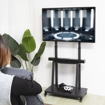 Compact Adjustable TV Cart with Locking Wheels - Pexav