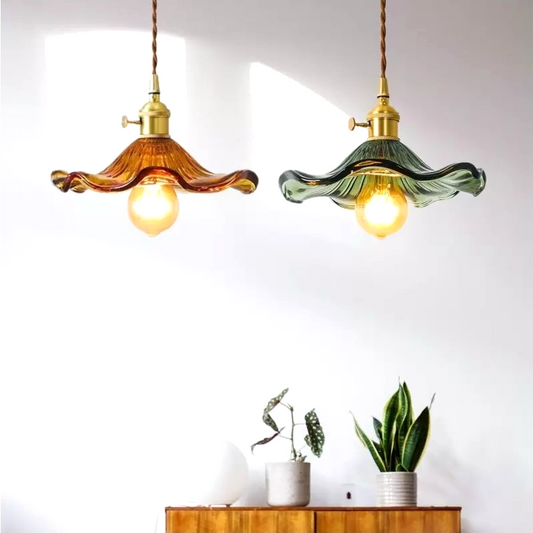 Classic Glass Floral Ceiling Lamp - Pexav