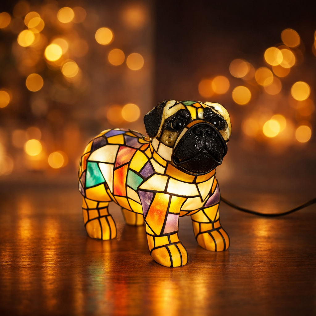 Cute Pug Table Lamp – Decorative Dog Night Light - Pexav