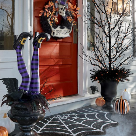 Spooky Witch Legs Garden Halloween Decor, 2 Piece Set