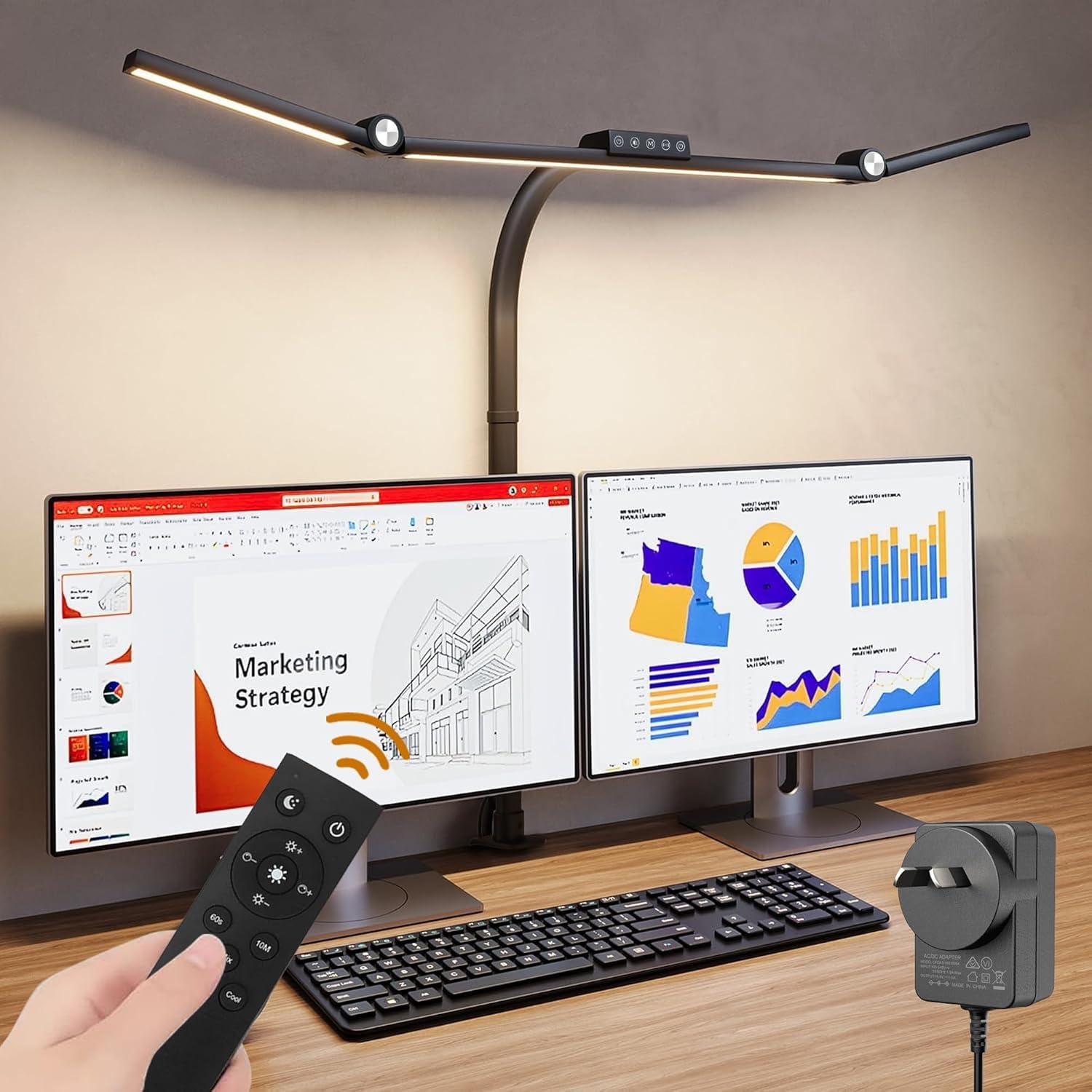 Bright Adjustable 3-Head LED Desk Light with Clamp - Pexav
