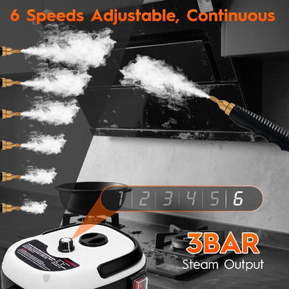 2500W Portable Handheld Steam Cleaner High Temperature Pressurised - Powerful Deep Cleaning for Kitchen, Car & Home