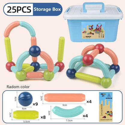 25 - 138 PCS STEM Magnetic Building Blocks, Large Sticks and Balls Construction Set, Safe for Kids Ages 3+