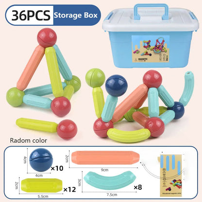 25 - 138 PCS STEM Magnetic Building Blocks, Large Sticks and Balls Construction Set, Safe for Kids Ages 3+